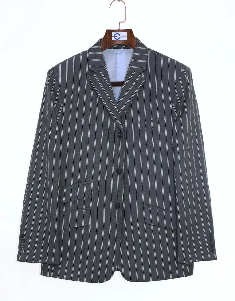 Tailor Made 3 Button Grey Striped Boating Blazer for men